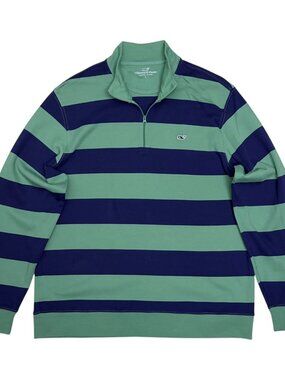 VINEYARD VINES Striped Quarter Zip Sweater GOLF Shacket Business Casual Large